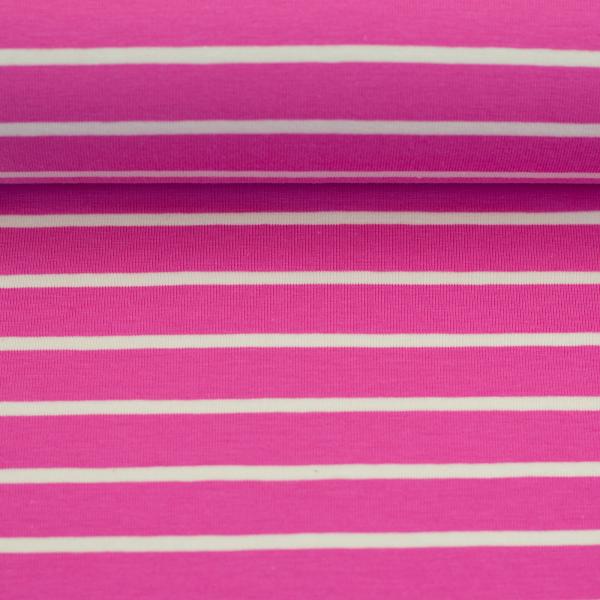 Baumwolljersey Isa Streifen Pink/Weiß  by Swafing